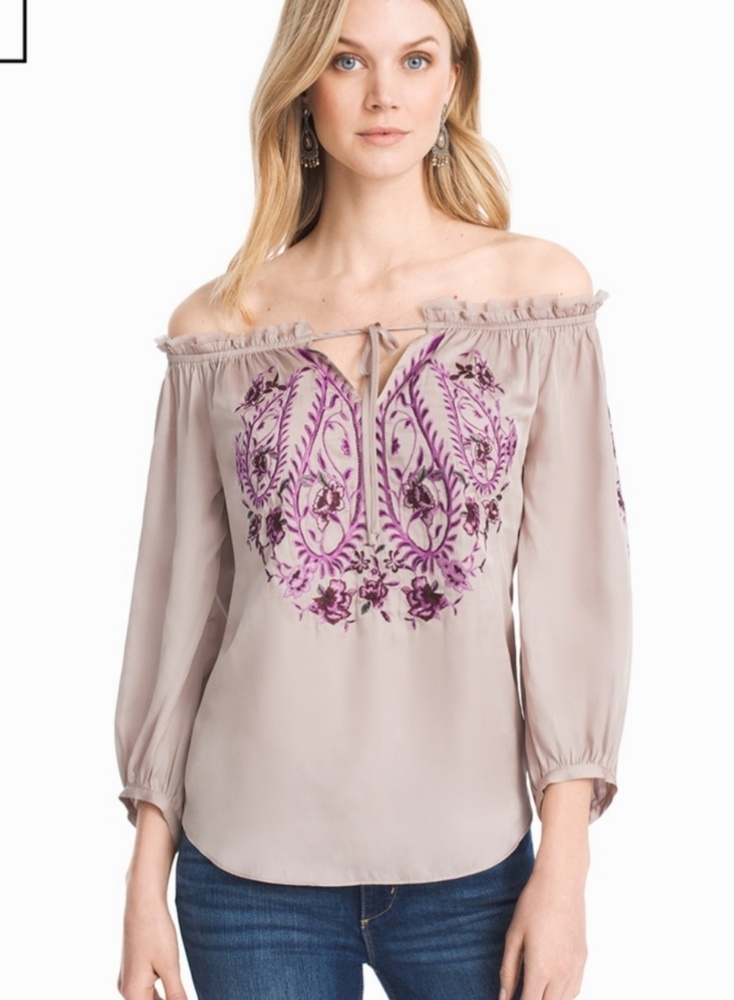 White house black market  embroidered top NWT